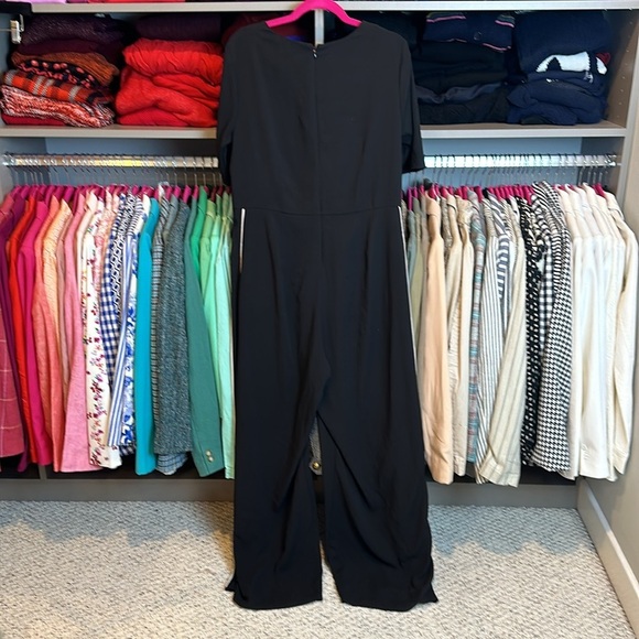 Vera Wang black with white side stripes short sleeve jumpsuit size L - Picture 3 of 3